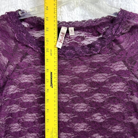 Mudd Lace Henley L Top SA Deep Red ASO Katherine Pierce The Vampire Diaries Y2K - Picture 9 of 11